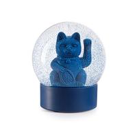 DONKEY Maneki Neko Lucky Globe Boule à Neige en Forme de Chat Porte-Bonheur Bleu Hauteur 11,5 cm