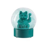 DONKEY Maneki Neko Lucky Globe Chat Angulaire Vert - Boule à Neige avec Le Chat Lucky Original en Vert, 11,5 cm de Haut