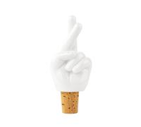 Donkey Products Bouchon de bouteille Fingers Crossed, porcelaine, liège, blanc