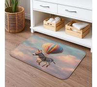 Donkey Tapis de bain à séchage rapide en forme de montgolfière coloré dessin animé antidérapant et lavable en mousse à mémoire de forme pour décoration de salle de bain 40,6 x 61 cm