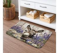 Donkey Tapis de bain décoratif à séchage rapide Motif floral rustique lavande chrysanthème rustique lavable en flanelle 40,6 x 61 cm
