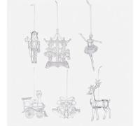 Donkivvy Lot de 6 décorations de sapin de Noël en acrylique transparent à suspendre en forme d'ange, cloche, cheval à bascule, train, huatoubing et danseuse, incassables