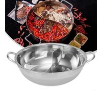 Donkivvy Pot Shabu à double compartiment, pot Shabu en acier inoxydable avec séparateur, pot chaud chinois divisé (30 cm)
