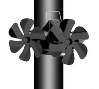 Donkivvy Ventilateur de poêle à bois à 12 pales, ventilateur de poêle à double moteur alimenté par la chaleur, ventilateur mural à double tête à 6 pales pour poêle à bois, ventilateur écologique et