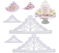 DonLeeving Lot de 4 emporte-pièces en forme de diadème pour fondant, couronne et couronne de princesse, moule à gumpaste pour décoration de cupcakes, blanc