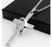 Donley anneau/collier croix argent - Sainte croix - pade nuesto - sainte croix - anneau sacré - Jésus collier - croix - croix - Jésus - cubain - don - noir - que ton règne vienne