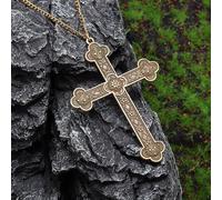 Donley Collier Croix Armoiries- Jésus Croix Armoiries - Boucliers Croix Argent - Argenté antique - Bronze antique plaqué Collier Pendentif Croix - Couleur Bronze