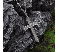 Donley Collier Croix Armoiries- Jésus Croix Armoiries - Boucliers Croix Argent - Argenté antique - Bronze antique plaqué Collier Pendentif Croix - Argent couleur