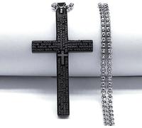 Donley - Collier - croix - croix - Jésus - cubain - don - argent - argent - petit - que ton règne vienne - collier noir - collier homme argent - collier argent homme - collier croix argent - collier J