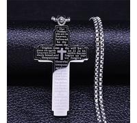 Donley - Collier - Croix - Jésus - cubain - don - argent - argent - Que ton règne vienne - large