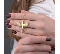 Donley Collier Croix Or - Sainte Croix - Ailes d'Ange - Collier Ailes - Collier Femme - Sainte Épée - Épée et Ailes - Saint-Esprit - Croix de la foi - Collier Femme - Collier Femme Foi