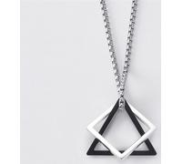 Donley - Interlocking Triangle/square - Collier punk - Collier rock - Gothique - non binaire - vintage triangle.square - hip hop - punk - Punk interlocking Pendant Necklaces - Silver/Black