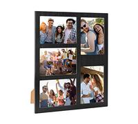 Donmills Cadre photo noir à plusieurs ouvertures de 12,7 x 17,8 cm pour cinq photos de 10,2 x 15,2 cm avec acrylique haute définition, collage mat noir