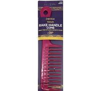DONNA Peigne à dents avec manche en forme de râteau - 25,4 cm - Démêle les cheveux secs ou humides - Couleur rouge