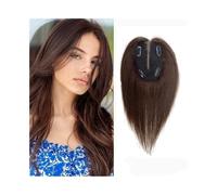 Donne Capelli 10 pouces Topper de cheveux humains avec frange, 9 × 14 CM base de dentelle suisse respirante morceaux de cheveux Remy droits avec frange clip dans les Toppers de cheveux humains for les