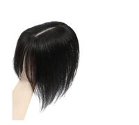 Donne Capelli 12x13cm vrais cheveux humains Toppers for les femmes droites cheveux humains Clips sur perruques avec frange dentelle Topper postiche densité 150% Extensions de cheveux(10inch,Black With