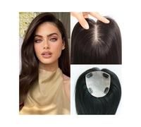 Donne Capelli 12x14 cm Base de Soie Toppers de Cheveux for Femmes Remy Cheveux Humains Sans Frange Postiches Raides Double Noeud Toppers de Cheveux Postiches Ajoute du Volume aux Cheveux Extensions de