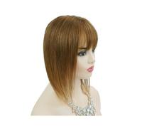 Donne Capelli 13x13 cm Topper cheveux avec frange réel Remy cheveux humains Toppers for les femmes avec perte de cheveux Base en soie avec trame de cheveux Extensions de cheveux(16inch,Light brown)