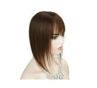 Donne Capelli 13x13 cm Topper cheveux avec frange réel Remy cheveux humains Toppers for les femmes avec perte de cheveux Base en soie avec trame de cheveux Extensions de cheveux(12inch,Medium brown)