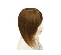 Donne Capelli 13x13 cm Topper cheveux avec frange réel Remy cheveux humains Toppers for les femmes avec perte de cheveux Base en soie avec trame de cheveux Extensions de cheveux(12inch,Brown)