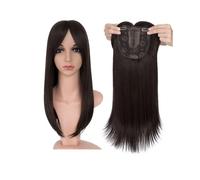 Donne Capelli 6x6 pouces cheveux Toppers avec frange for les femmes synthétiques haut postiches perruques Striaght Clip dans l'extension de cheveux Extensions de cheveux(Brown,18inches)