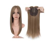 Donne Capelli 6x6 pouces cheveux Toppers avec frange for les femmes synthétiques haut postiches perruques Striaght Clip dans l'extension de cheveux Extensions de cheveux(Natural Blonde,14inches)