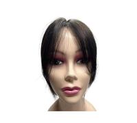 Donne Capelli 7x9cm Swiss Lace Hair Toppers Tissé à la main Véritables cheveux humains Frange française Extensions de cheveux légères et respirantes 10 pouces Extensions de cheveux(Natural Black)