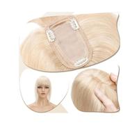 Donne Capelli Extension de cheveux à clips en soie 7 x 12,5 cm, extensions de cheveux for femme de 15,2 à 45,7 cm, vrais cheveux humains avec frange, 150% de densité, morceaux de cheveux raides Exten