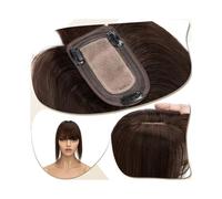Donne Capelli Extension de cheveux à clips en soie 7 x 12,5 cm, extensions de cheveux for femme de 15,2 à 45,7 cm, vrais cheveux humains avec frange, 150% de densité, morceaux de cheveux raides Exten
