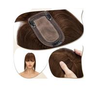 Donne Capelli Extension de cheveux à clips en soie 7 x 12,5 cm, extensions de cheveux for femme de 15,2 à 45,7 cm, vrais cheveux humains avec frange, 150% de densité, morceaux de cheveux raides Exten