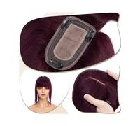Donne Capelli Extension de cheveux à clips en soie 7 x 12,5 cm, extensions de cheveux for femme de 15,2 à 45,7 cm, vrais cheveux humains avec frange, 150% de densité, morceaux de cheveux raides Exten