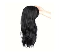 Donne Capelli Extension de cheveux synthétiques de 18 pouces for femmes, style ondulé naturel, clip dans l'extension de cheveux, dessus réaliste avec clips Extensions de cheveux(Natural Black)