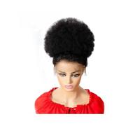Donne Capelli Extensions de cheveux humains à clipser en queue de cheval crépue et bouclée afro, cheveux brésiliens Remy, couleur naturelle, 10 pouces Extensions de cheveux(Natural Black)