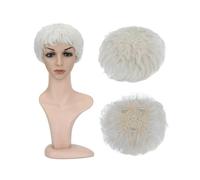 Donne Capelli Extensions de cheveux synthétiques bouclés et naturels, postiche de remplacement, 13x13cm, Extensions de cheveux courts ondulés à Clip Extensions de cheveux(Platinum Blonde)