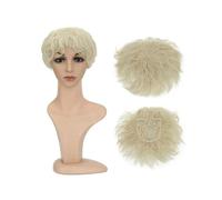Donne Capelli Extensions de cheveux synthétiques bouclés et naturels, postiche de remplacement, 13x13cm, Extensions de cheveux courts ondulés à Clip Extensions de cheveux(Blonde)