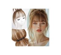 Donne Capelli Frange en cheveux humains for femmes Frange vaporeuse 3D Frange à clips marron naturel avec postiche Couverture complète à 360° Extensions de cheveux(Ash Brown)