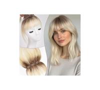 Donne Capelli Frange en cheveux humains for femmes Frange vaporeuse 3D Frange à clips marron naturel avec postiche Couverture complète à 360° Extensions de cheveux(Ombre Light Blonde)