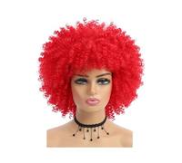 Donne Capelli Perruque Afro bouclée crépue à cheveux courts avec frange, perruques synthétiques africaines for femmes Extensions de cheveux(Red)