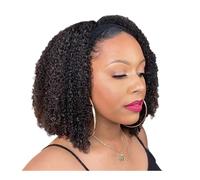 Donne Capelli Perruque Afro Kinky Curly, cheveux humains, densité 180%, for femmes noires, boucles naturelles, sans colle Extensions de cheveux(14inch)