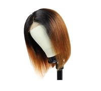 Donne Capelli Perruque Bob en cheveux humains, sans colle, courte et lisse, 13x4, avec dentelle frontale HD pré-épilée, for femmes Extensions de cheveux(Reddish Brown,10inch)