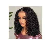 Donne Capelli Perruque Lace Frontal wig sans colle brésilienne naturelle, cheveux courts bouclés, Deep Wave, Transparent, 13x4, for femmes Extensions de cheveux(10inches)