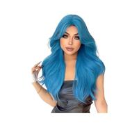 Donne Capelli Perruque synthétique bleu marine de 71 cm avec raie au milieu, cheveux longs et ondulés, for femme, cosplay, drag queen Extensions de cheveux