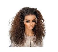 Donne Capelli Perruque synthétique bouclée longue et crépue, sans colle, avec dentelle frontale HD, pré-épilée, brune et blonde, for femmes noires Extensions de cheveux(22inch)