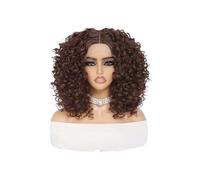 Donne Capelli Perruque synthétique courte afro bouclée crépue de 40 cm, 33 x 10 x 2,5 cm, avec lace front, for femme Extensions de cheveux(Drak brown)