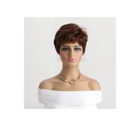 Donne Capelli Perruque synthétique naturelle brune, perruque courte bouclée de 10 pouces for femmes, cheveux résistants à la chaleur for fêtes quotidiennes Extensions de cheveux