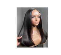 Donne Capelli Perruques De Cheveux Humains Droites Avant Lacet Courts Bob Perruque Avant De Dentelle Noire 150% Densité Extensions de cheveux(13x4 inch,8inches)