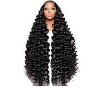 Donne Capelli Perruques de cheveux humains ondulées profondes, densité 180, 13x4, avec dentelle frontale HD, for femmes noires Extensions de cheveux(16inch)