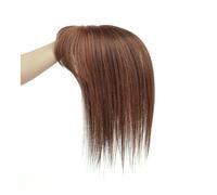 Donne Capelli Perruques de cheveux naturels Remy avec frange, brun clair, 14 pouces, Extension de cheveux 100% naturels, Base en soie, avec Clips, for femmes Extensions de cheveux