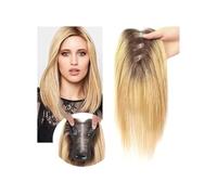 Donne Capelli Perruques de cheveux synthétiques de 10 pouces avec frange, pièces de clip de base en soie de 11 x 8 cm, cheveux de topper droits Extensions de cheveux(Brown+dark Blonde)