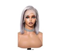 Donne Capelli Perruques en dentelle de cheveux humains de 10 pouces for femmes, perruques frontales en dentelle courtes et droites, perruques Bob, perruques en cheveux Remy for fête de cosplay Extensi